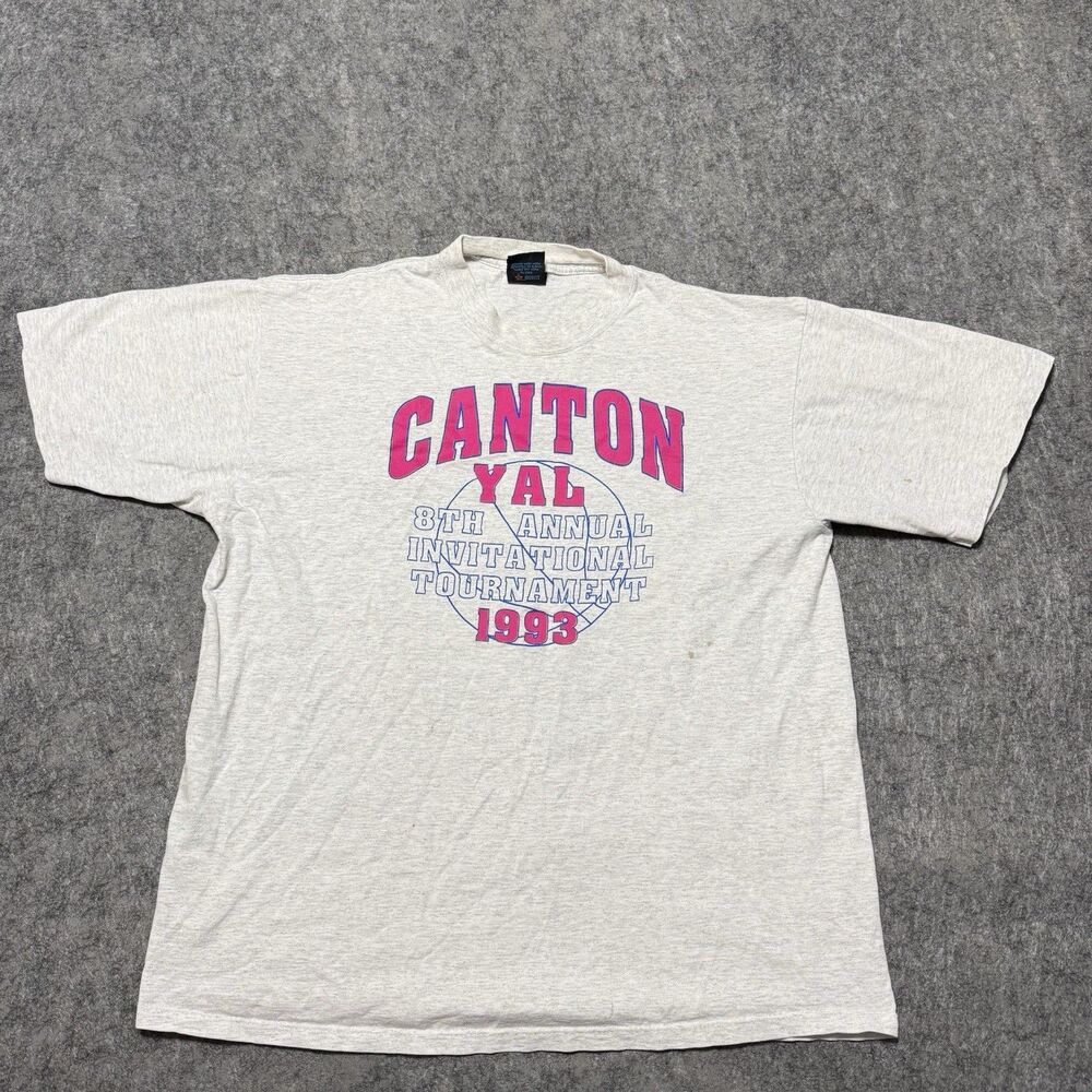 Vintage 90s Soffees Choice Mens T-Shirt Size XL Grey Canton Yal Tournament 93